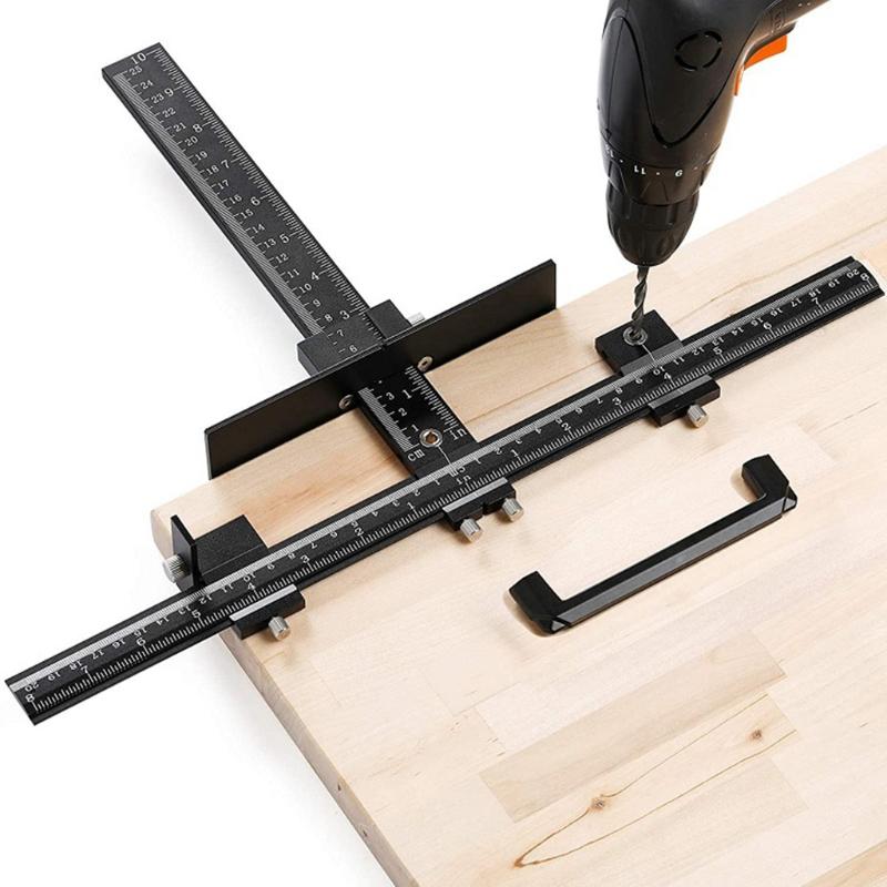 Cabinet Hardware Adjustable Punch Locator Woodworking Drilling Template Drill Guide for Installing Handle on Door Drawer