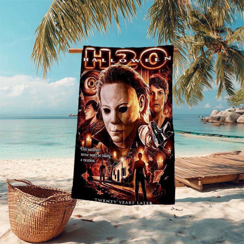1Pc Halloween Horror Icons Beach Towel Microfiber Beach Towel Thin Absorbent For Beach Swimming Yoga Bath Sports 0917171