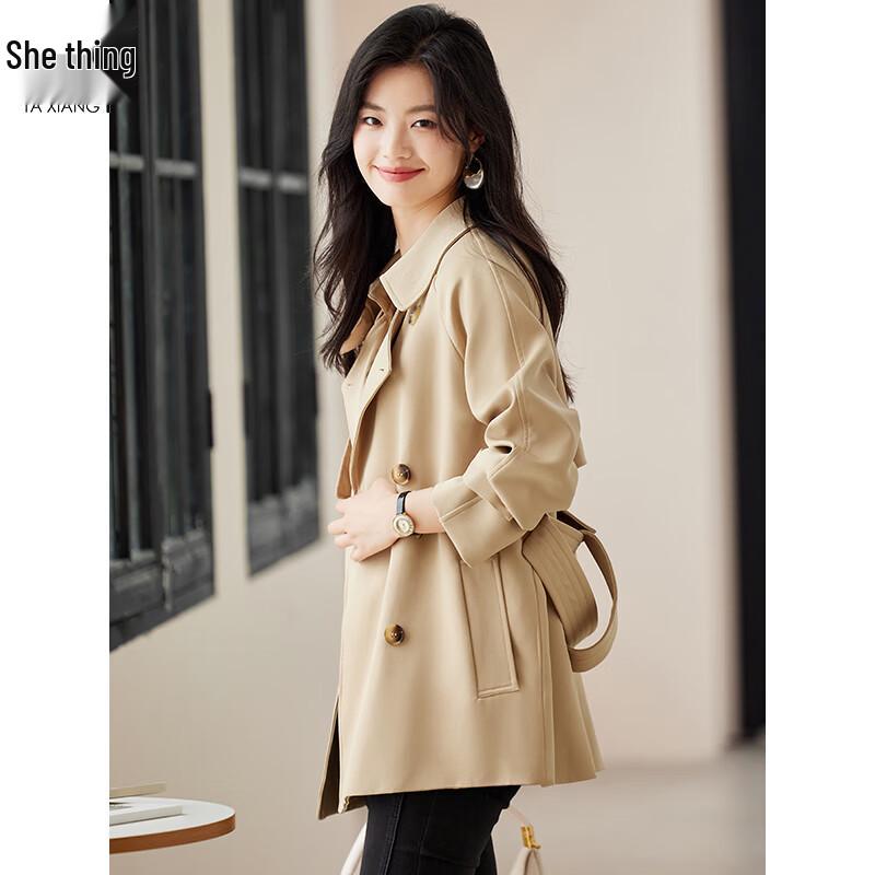 Women's Short Double-breasted Trench Coat