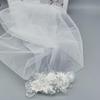 White Pearl Double Layer Veil Hair Comb - Bridal Party Flower Headdress