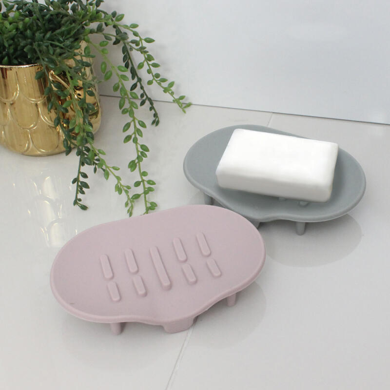 2 soft silicone soap dish holders pink