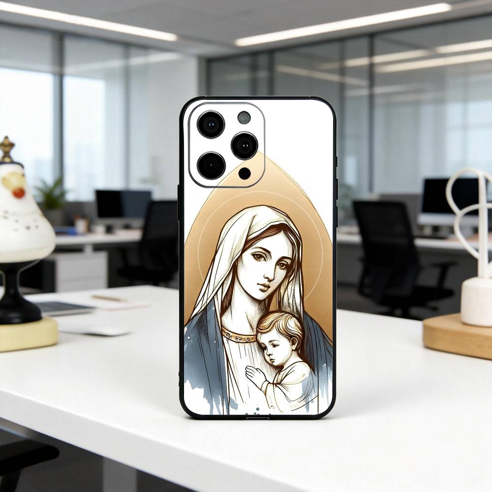 Kind B-Blessed V-Virgin M-Mary Phone Case Silicone Soft For IPhone 17 16 15 14 13 12 11 X XR Plus Pro Max Plus