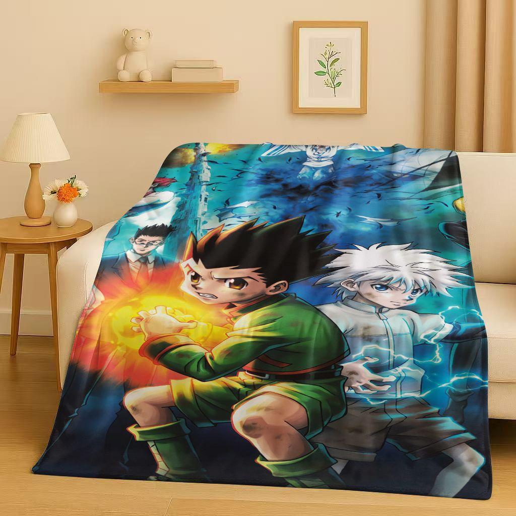 3D Anime Hunter X Hunter Killua Zoldyck Cartoon HXH Flannel Blanket,Ultra Soft Warm Plush Throw for Home Bedroom Bed Sofa Cover