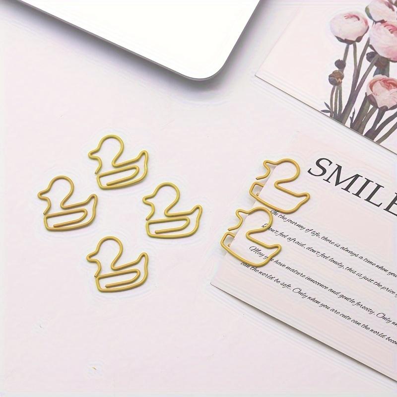 20/30pcs Yellow Duck Shaped Paper Clips Cute Animal Metal Clips Office School Stationery Journaling and Document Organization