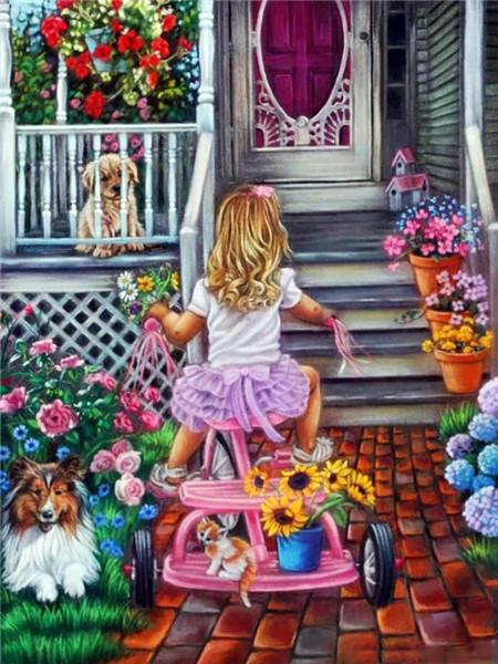 Full Drill Diamond Painting Children Diamond Embroidery Garden Mosaic Portrait Cross Stitch Children's Room Decor