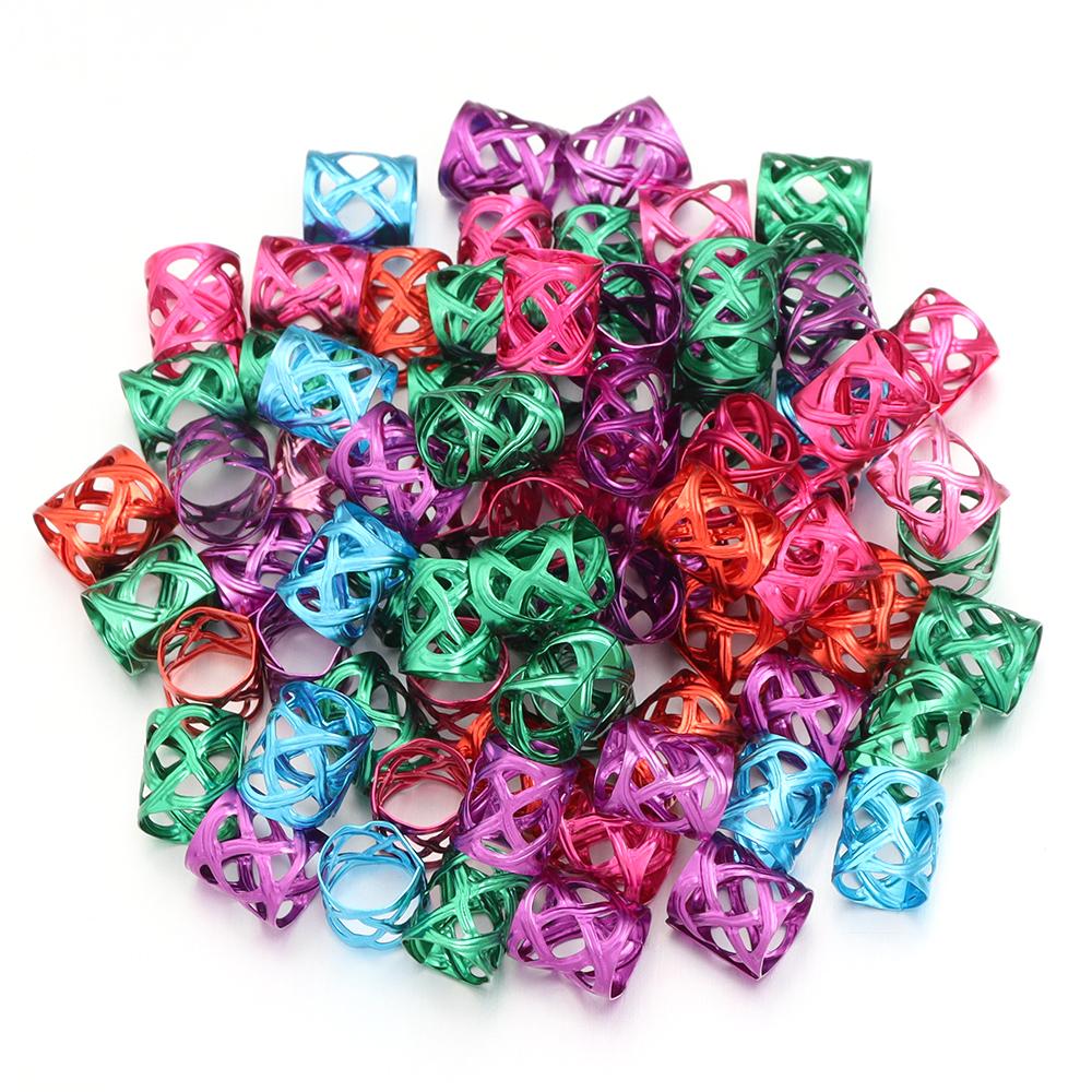

100Pcs/lot Dreadlock Hair Rings Metal Hollow Tube Dirty Dread Braids Adjustable for Cuffs Clip Hair Accessories Styling Tools