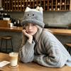 Cute cat face hat women's new autumn and winter face is small, suitable for square and round faces, popular students this year