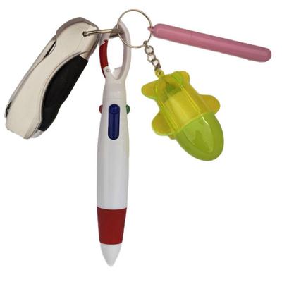 Lock Hook Multi-Color Mini Pen with Keychain Ring and Clip