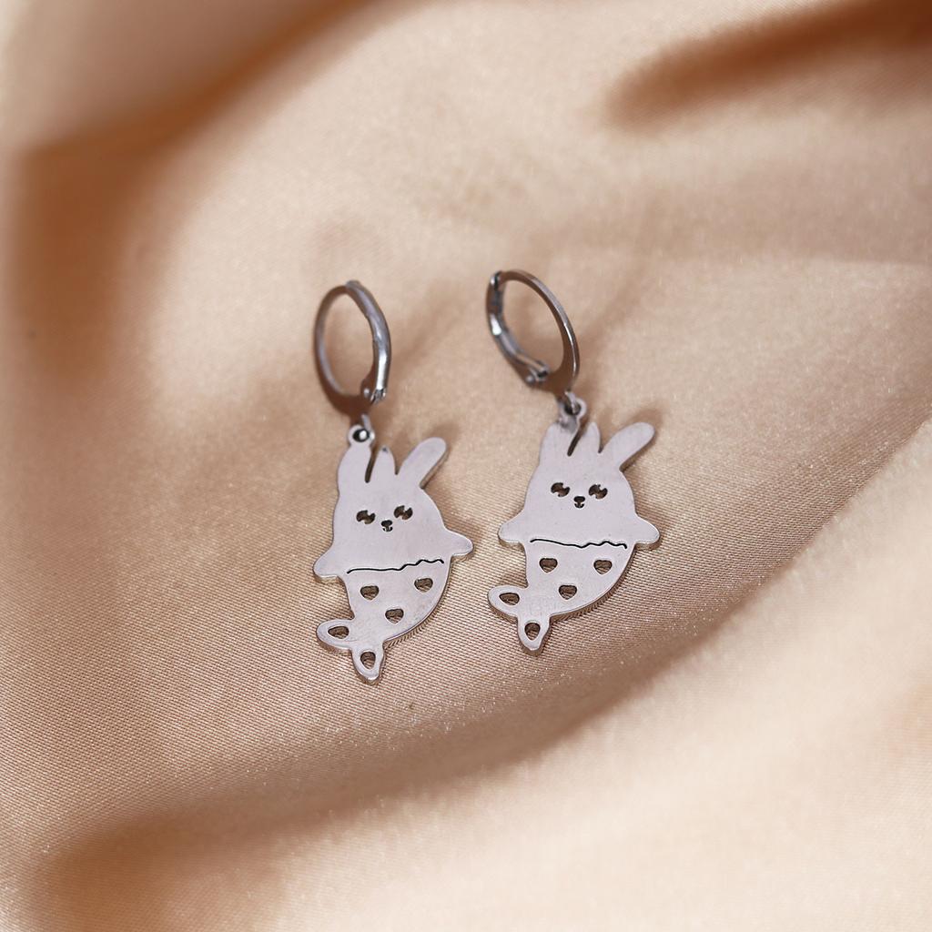 Kinitial Stainless Steel Bulldog Unicorn Dragon Fairy Turtle Sword Death Moth Earrings For Women Trendy Piercing Jewelry