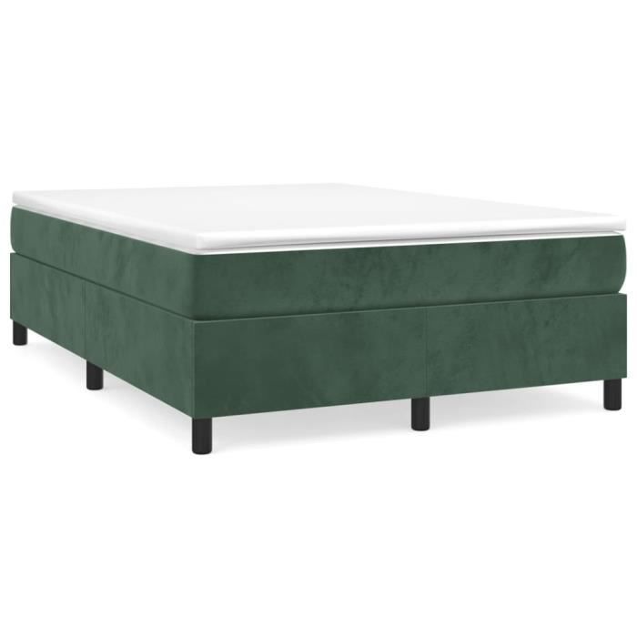3144678 vidaXL Lit à sommier tapissier et matelas Vert foncé 140x190cm Velours