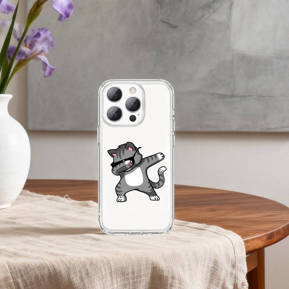 Cartoon Cat Meow Phone Case For iPhone 17 16 15 14 13 12 11 Mini Pro Max Plus Transparent Cover
