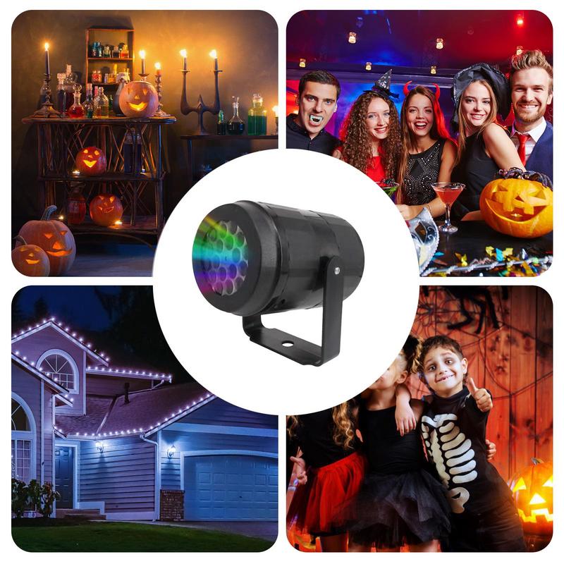 Halloween Projector Light USB Powered Rotating LED Night Lamp Waterproof Switchable Patterns for Holiday Outdoor Landscape Party