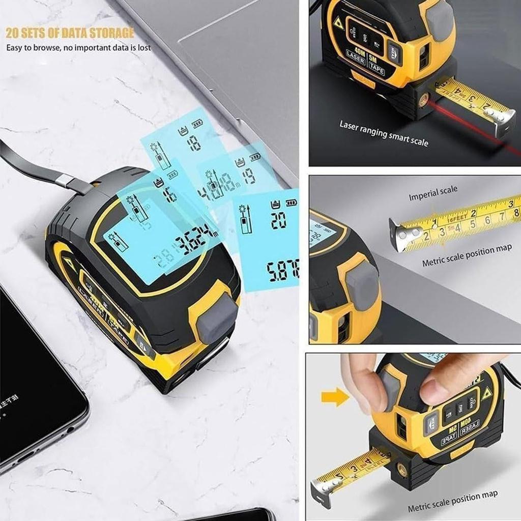 Laser Tape Measure Handheld Electronic Digital Tape Measure Data Storage Self Locking Easy To Operate for Accurate Measuring