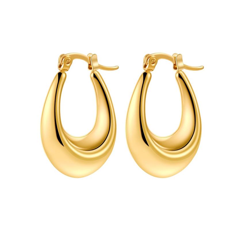 

Smooth Water Drop Stainless Steel Earrings for Women Gold Color Fashion Exquisite Hollow Temperament U-Shaped Earrings Jewelry