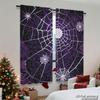 Piece Set High Definition Digital Printed Curtainspurple Spiderweb Style Curtainhome Decoration Curtains Made Of Polyester