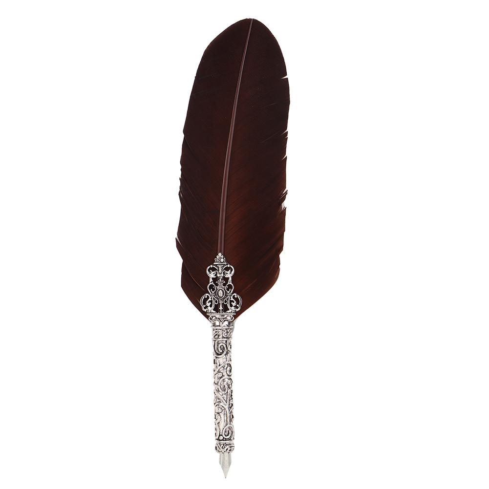 Vintage Feather Dip Pen Writing Calligraphy Quill Pen Set in Gift Box (Brown)
