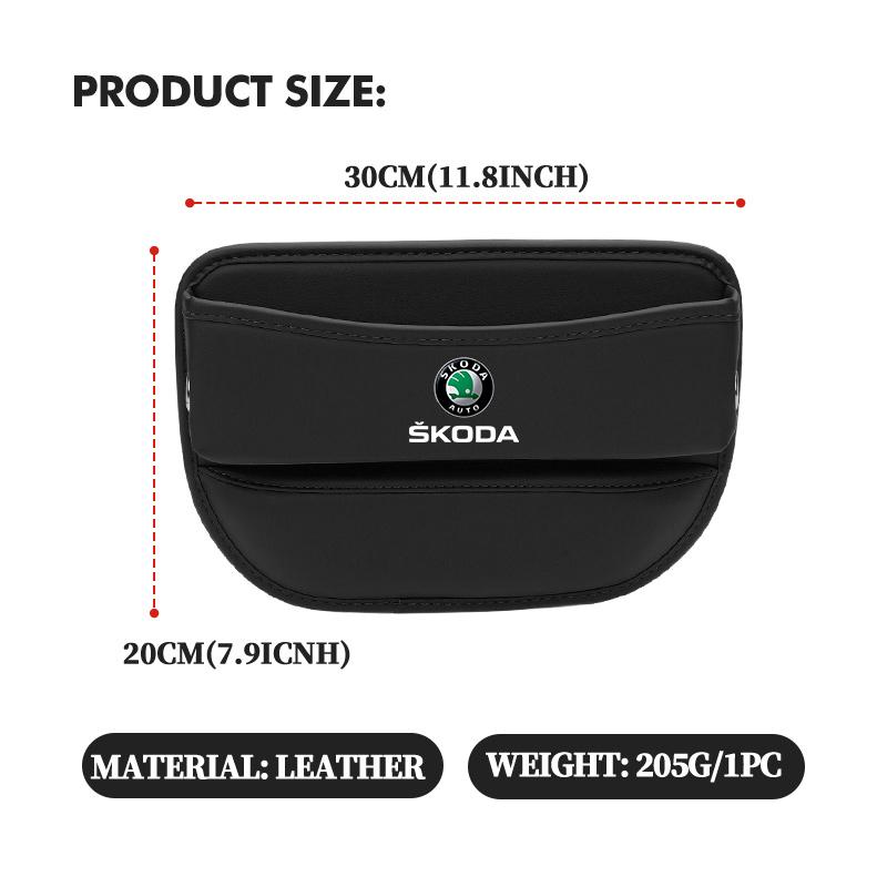VIJT4 For Skoda Car Seat Organizer Leather Crevice Storage Box Auto Accessories Octavia Superb RAPID FABIA KAMIQ KAROQ KODIAQ YETI