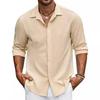 2024 Herr Europeisk & Amerikansk Mode Enfärgad Lös Långärmad Nedvikt Krage Skjorta