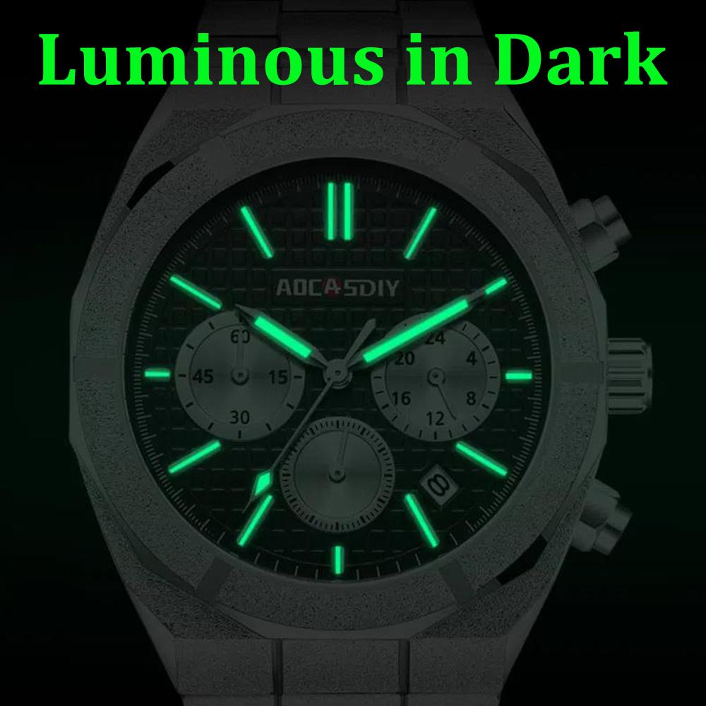 Alloy Quartz Wristwatch Dazzling Brightness New Watch Men Luminous Chronograph Business Waterproof Male Watches with Date