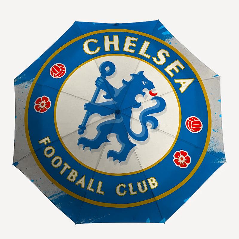 Chelsea Football Club Crest- Automatic Opening and Closing, 8-rib Structure Portable Umbrella, Suitable for Men and Women in All Seasons - P