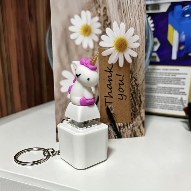 Rechargeable Horned Horse Shape Keychain With Sound Light Effects Type C Charging Fidget Toy