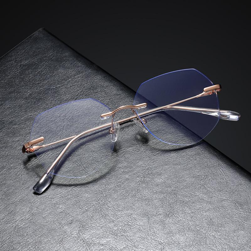 Chic Square Frameless Anti-Blue Light Glasses for Women - Metal Retro Eyewear