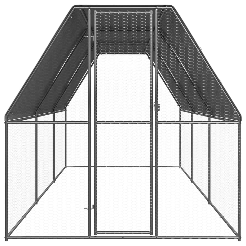 Vidaxl Outdoor Chicken Coop, 2X6X2 M, Galvanized Steel
