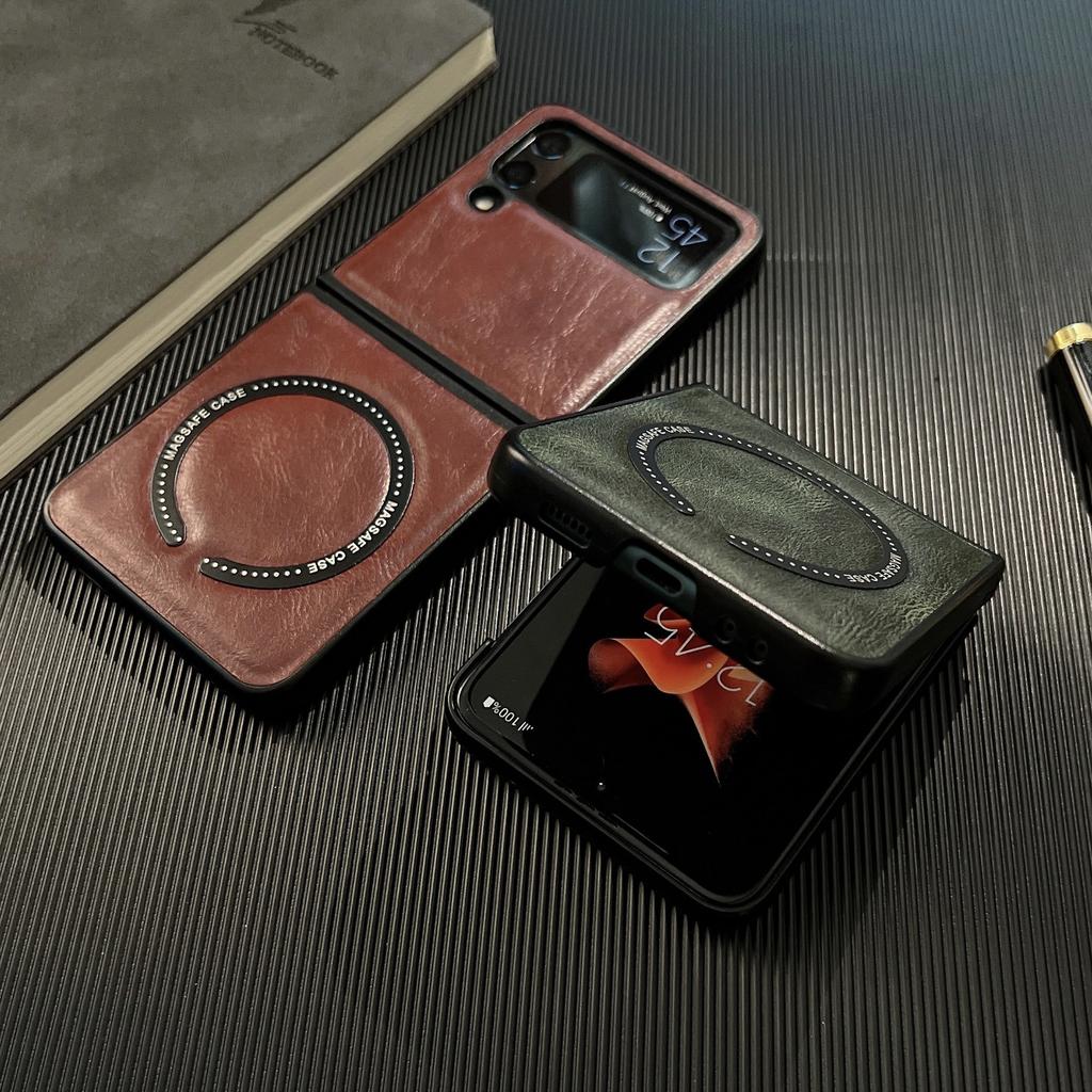 Magnetic Leather Pattern Is Suitable for Samsung Galaxy ZFlip7 Mobile Phone Case, New Folding Screen Zflip6 Protective Case 3.