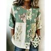 Women's Printed Lace-up Short-sleeved Blouse, Fashionable and Versatile, Comfortable and Skin-friendly, Machine Washable.