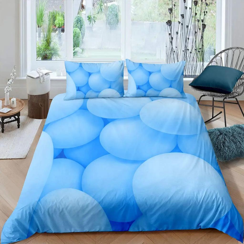 Watercolor Duvet Cover Hand Painted Style Floating Air Balloons Clouds Print Decorative Bedding Collection Blue Pink Coral Children