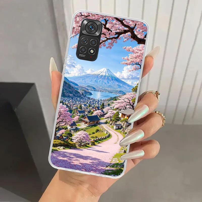 Japanese Cherry Mount Fuji Phone Case for Xiaomi Redmi Note 15 14 14S 13 12S 12 Pro 11S 11 Plus 11T 11E 10S Soft Funda Print She