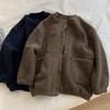 Women's Autumn/Winter Lamb Wool Cardigan Sweatshirt Student Solid Color Thick Fleece-Lined Jacket