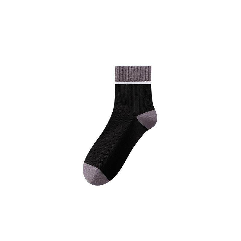 Men's Autumn and Winter Color-matched Mid-calf Socks, Casual Long Socks, Breathable, Anti-slip and Sweat-absorbing Cotton Socks