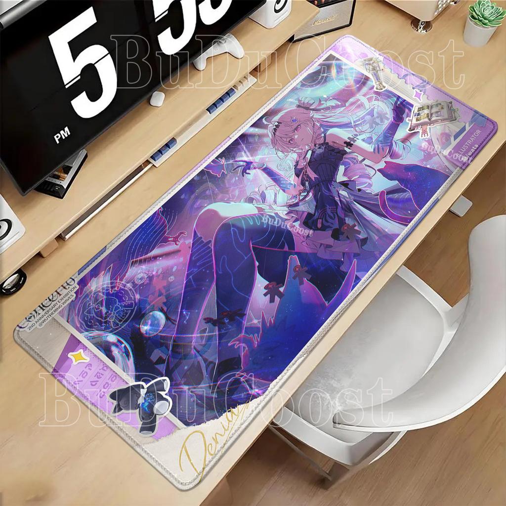 Denia Wuthering Waves Mousepad Kawaii Anime Girl Gaming Keyboard Mouse Pad Office Accessories HD Printing Overlock XXL Desk Mat