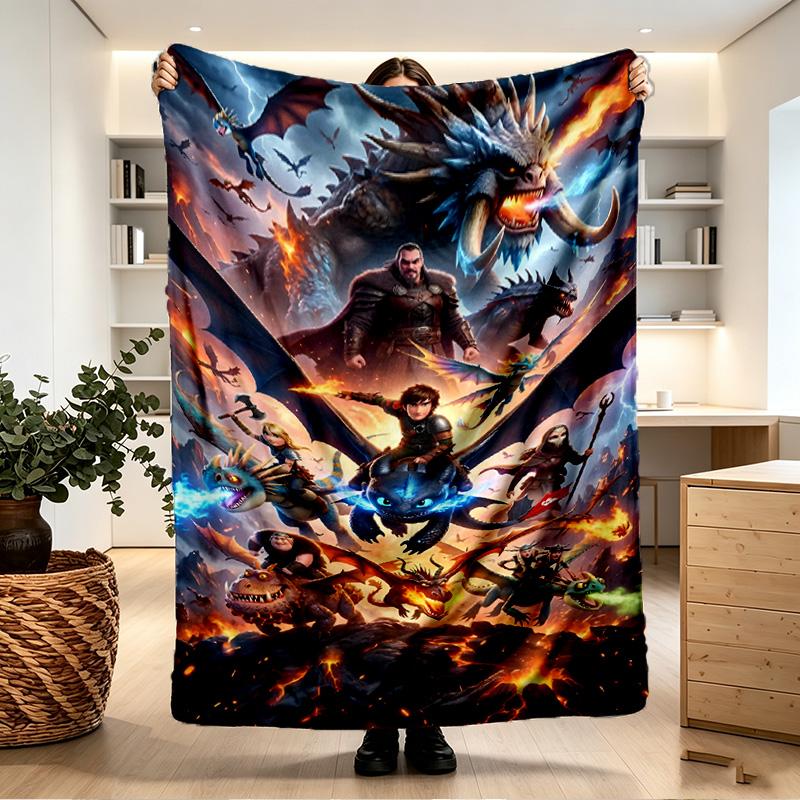 How to Train Your Dragon Print Blanket - Soft & Comfortable, for Bedroom, Travel, Sofa, Home Decoration - Birthday Christmas Gift for Friend