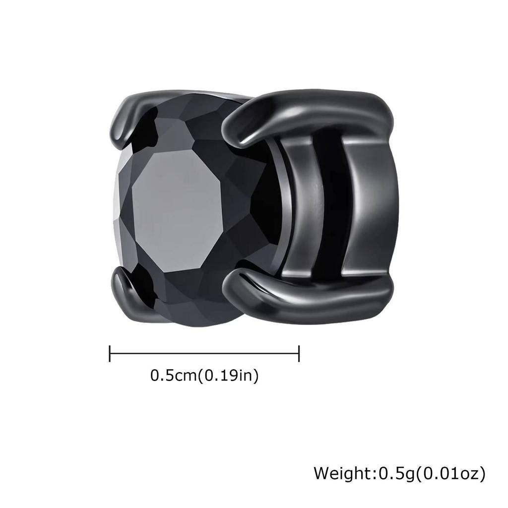 Vnox 5/7/8mm Wide Magnetic Ear Clip No Piercing, Stainless Steel Black White Zircon Hip Hop Ear Clip for Men Women, Jewelry Gift