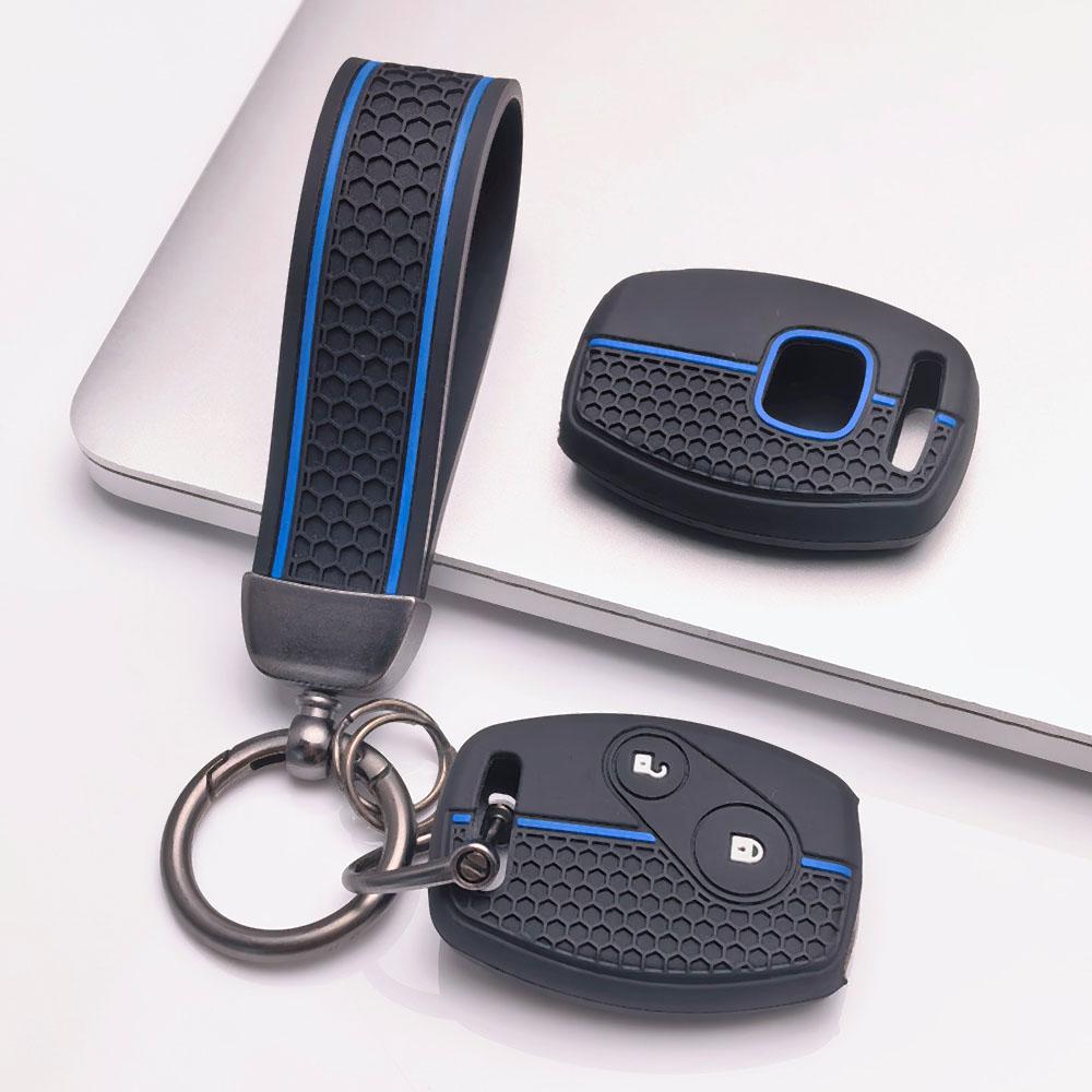 Premium Silicone Car Key Fob Cover For Honda Fit Civic Accord CRV HRV Jazz With Keychain Soft Silicone Car Interior Accessories Anti-Scratch