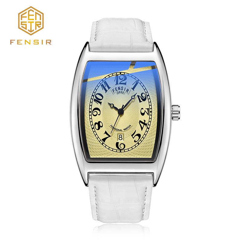 Fins Men's Tonneau Classic Blue Light Retro Business Waterproof Quartz Watch