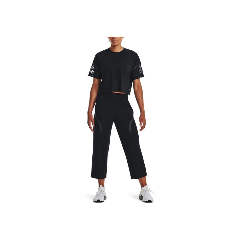 Under Armour Unstoppable Solid Color Elastic Waist Straight-Leg Sweatpants Women Bottoms Black 1376927-001