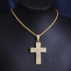 2026 Full Diamond Cross Pendant Necklace with 3.0 Titanium Steel Twisted Chain, European and American Long Style Sweater Necklace