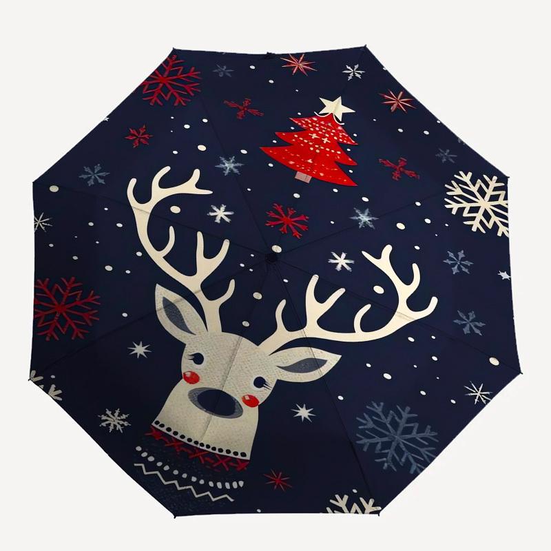 1 Stück Weihnachtsreh mit Schneeflocken und Baumschirm mit Kunststoffgriff, Geeignet für alle Jahreszeiten Outdoor PT380