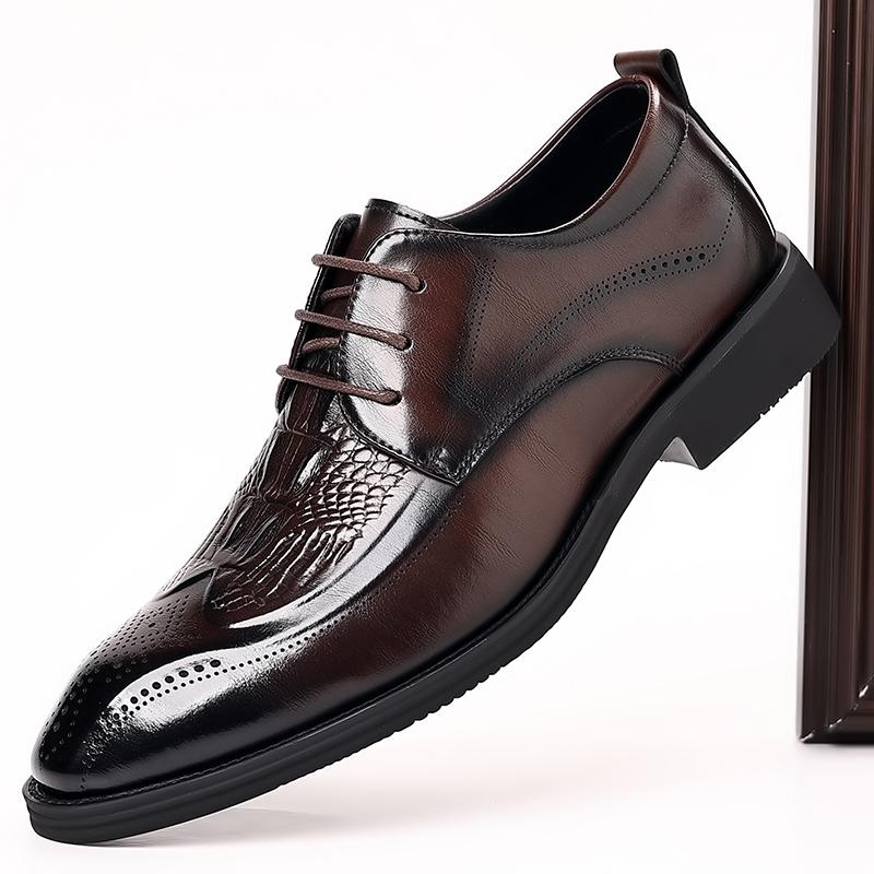FashionMen's High Quality Leather Shoes Black Soft Leather Soft Bottom Spring And Autumn Best Man Men's Business Formal Wear