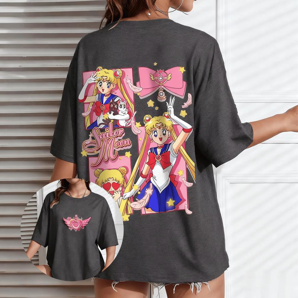 2026 New Year Sailor Moon Anime Unisexs and Womens Tshirt Casual Cartoon New Summer Street Tshirts