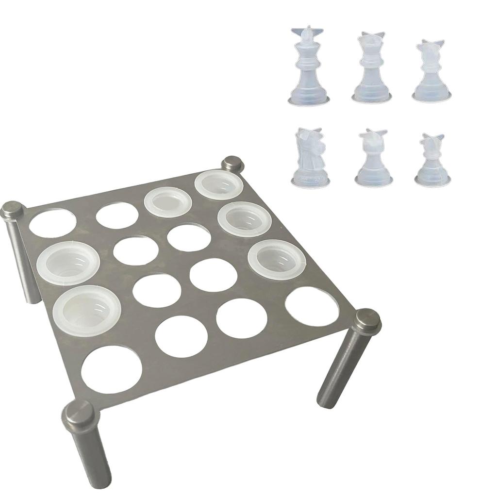 Resin Chess Set Silicone Mold Accessory Metal Chess Item Holder Chess Display Stand Silicone Chess Making Moulds