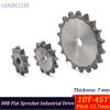 08B Flat Sprocket 10T-45T, 12.7mm Pitch, 7mm Thick A3 Steel Surface Hardened Chainwheel for Industrial Drive & Conveyor Systems