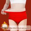 Plus Size Red High Waist Velvet-Lined Cotton Shaping Underwear for Women - Warm Tummy Control for Fall and Winter