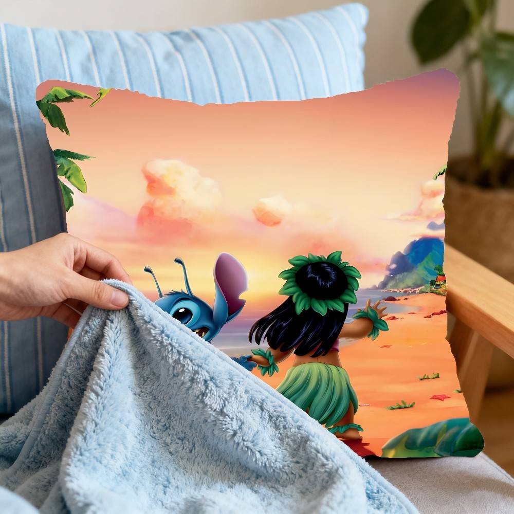 L-Lilo CartoonS-Stitchs Pillow Case Cushion Cover Soft Cute Throw Pillow Case For Car Sofa Pillowcase Polyester With Zipper