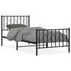 Metal Bed Frame with Headboard and Footboard Black 90x190 cm