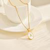 Stainless Steel Oval White Shell Letter A-Z Initial Pendant for Women,Gold Plated 26 Letters Necklaces,Trendy Jewelry Gift