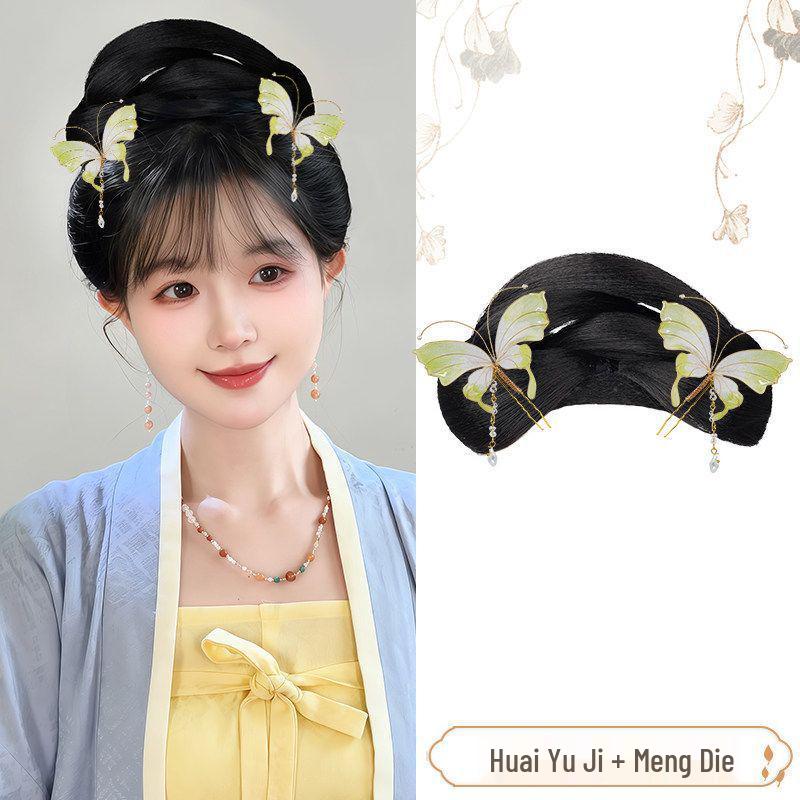 Ming Dynasty Hanfu Clip-in Hair Bun: Silk Wig for Ancient Costume Hairstyles
